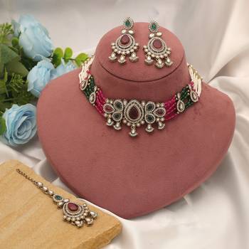 Multi color choker kundan necklace set 2