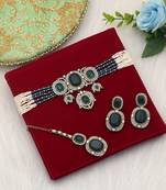 Firozi color choker kundan necklace set