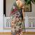 Olive green printed linen blend casual saree with kalamkari floral pallu & unstitched blouse piece
