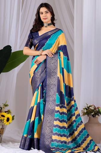 Elegant Navy Blue Printed Saree for Women