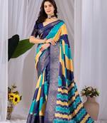 Elegant Navy Blue Printed Saree for Women