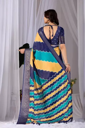 Elegant Navy Blue Printed Saree for Women