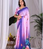 Elegant Lavender Floral Print Saree for Women