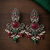 Oxidized silver-tone lotus motif jhumki necklace set with blue accents