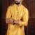 Yellow color smart and ethnic woven textured kurta payjama for mens' ethnic looks