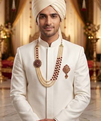 Pearl-Beaded Dulha Moti Mala Haar Necklace With Brooch 6