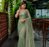 Light Green Color HandWork And Sequence Work Satin Saree