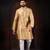 Beige color smart and ethnic woven textured kurta payjama for mens' ethnic looks