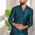 Teal color smart and ethnic woven textured kurta payjama for mens' ethnic looks