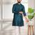 Teal color smart and ethnic woven textured kurta payjama for mens' ethnic looks