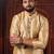 Beige color smart and ethnic woven textured kurta payjama for mens' ethnic looks