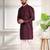 Wine color smart and ethnic woven textured kurta payjama for mens' ethnic looks