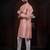 Pink color smart and ethnic woven textured kurta payjama for mens' ethnic looks