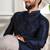 Blue color smart and ethnic woven textured kurta payjama for mens' ethnic looks