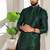 Green color smart and ethnic woven textured kurta payjama for mens' ethnic looks