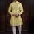 Lemon color smart and ethnic woven textured kurta payjama for mens' ethnic looks