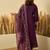 Purple color stylish roman silk embroidered graceful partywear dress