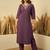 Lavender color stylish roman silk embroidered graceful partywear dress
