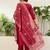Cherry color stylish roman silk embroidered graceful partywear dress