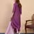 Purple color stylish silk blend embroidered graceful partywear dress