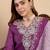 Purple color stylish silk blend embroidered graceful partywear dress