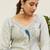 Grey color silk blend embroidery long kurta