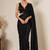 Black beads work shiny georgette partywear saree with full of beads work blouse fabric.