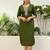 Mahendi color silk blend embroidery long kurta