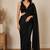 Black beads work shiny georgette partywear saree with full of beads work blouse fabric.