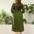 Mahendi color silk blend embroidery long kurta