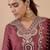 Coffee color stylish silk blend embroidered graceful partywear dress