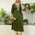 Mahendi color silk blend embroidery long kurta
