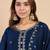 Teal blue color stylish silk blend embroidered graceful partywear dress
