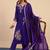 Purple color stylish silk blend embroidered graceful partywear dress