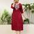 Cherry color silk blend embroidery long kurta