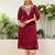Cherry color silk blend embroidery long kurta