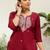 Cherry color silk blend embroidery long kurta