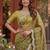 olive embroidered satin saree
