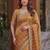 peach embroidered satin saree