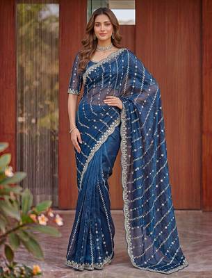 sky_blue embroidered satin saree 3