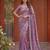 lavender embroidered satin saree