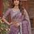 lavender embroidered satin saree