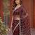 brown embroidered satin saree