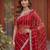 red embroidered satin saree