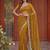 mustard embroidered satin saree