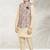 Cream banarasi silk kurta jacket set for boys