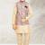 Cream banarasi silk kurta jacket set for boys