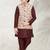 Cream banarasi silk kurta jacket set for boys