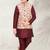 Cream banarasi silk kurta jacket set for boys
