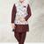 Off whte banarasi silk kurta jacket set for boys